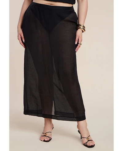Eloquii Women's Plus Sheer Printed Organza Skirt