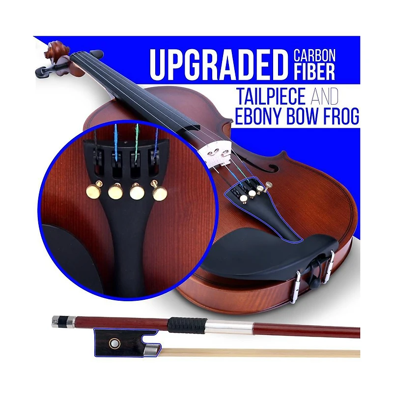 Pyle 4/4 Student Violin Kit - Plywood Violin with Tuner, Extra Strings, Shoulder Rest, and Case