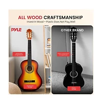 Pyle 36" 3/4 Scale Classical Guitar Kit with Digital Tuner & Accessories - PGACLS82BB