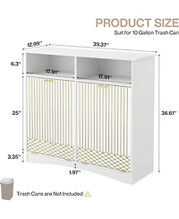 Tribesigns Double Tilt Out Trash Cabinet, 10 Gallon Hidden Trash Can Storage Cabinet with Open Compartments, Recycling Garbage Bin Holder