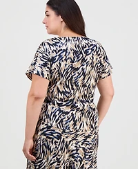 Anne Klein Plus Boat-Neck Short-Sleeve Top