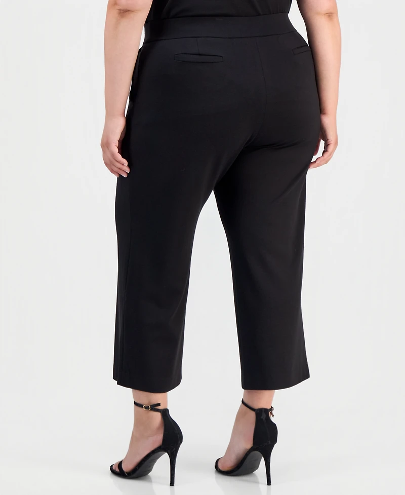 Anne Klein Plus Pull-On Wide-Leg Cropped Pants