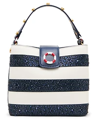 Betsey Johnson Ahoy, Gorgeous Rhinestone Stripe Mini Bucket Handbag