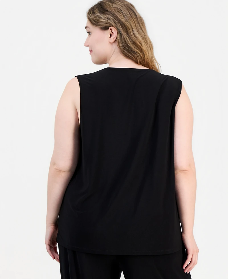 Anne Klein Essentials Plus V-Neck Sleeveless Top