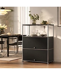Mega Casa 3-Tier Storage Cabinet Metal Shelving Unit – Multi-Functional Kitchen Organizer, White