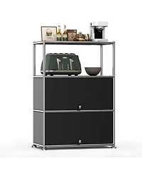Mega Casa 3-Tier Storage Cabinet Metal Shelving Unit – Multi-Functional Kitchen Organizer, White