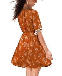 Cupshe Women's Boho V-Neck Mini Beach Dress