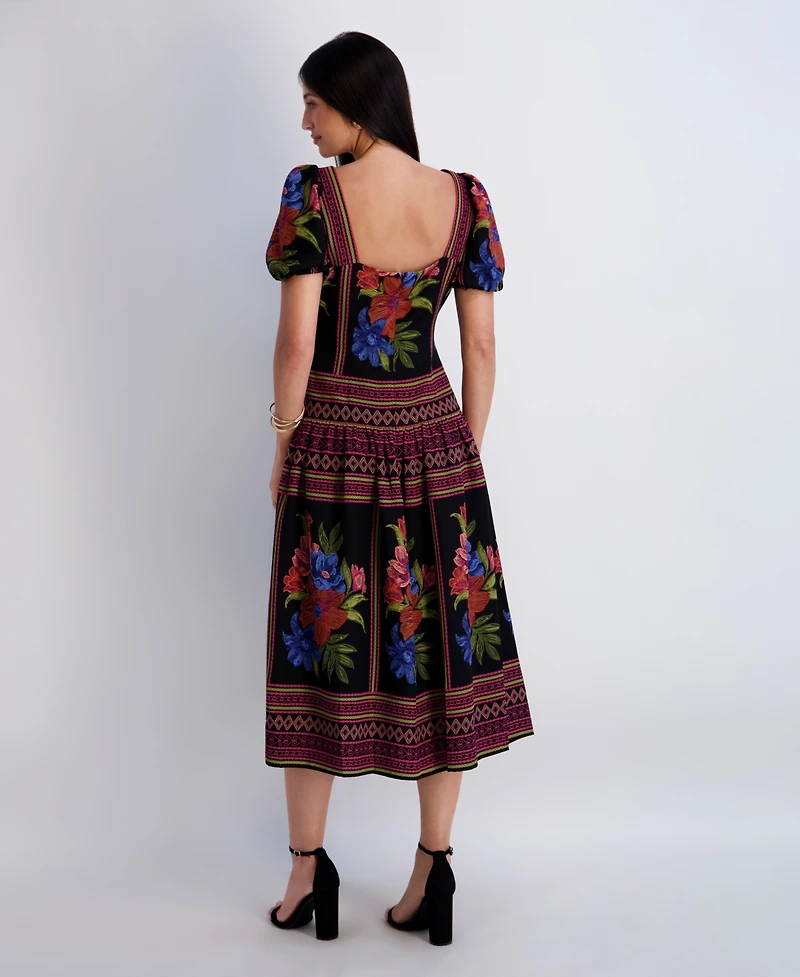 Kensie Women's Square Neck Printed Dress