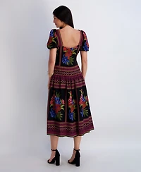 Kensie Women's Square Neck Printed Dress