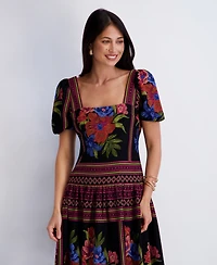 Kensie Women's Square Neck Printed Dress