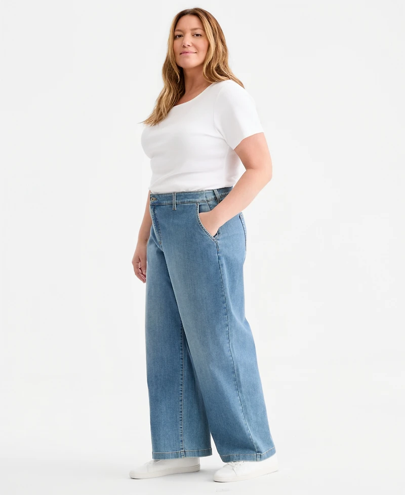 Style & Co Plus Wide-Leg High-Rise Jeans, Exclusively Macy's