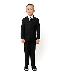 Peanut Butter Collection Toddler Boys Luxor Slim Fit Wool Blend 5-Piece Shirt, Tie, Jacket, Vest and Pants Suit Set