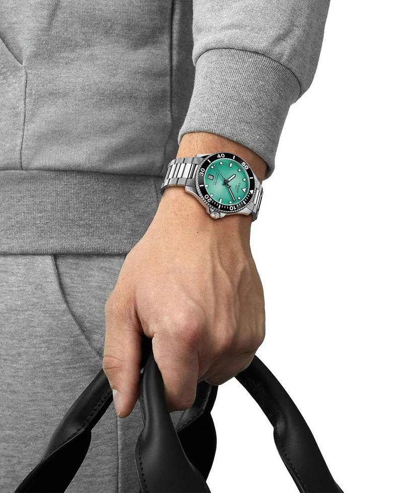 Tissot Men's Seastar Gray Stainless Steel Strap Watch 40mm