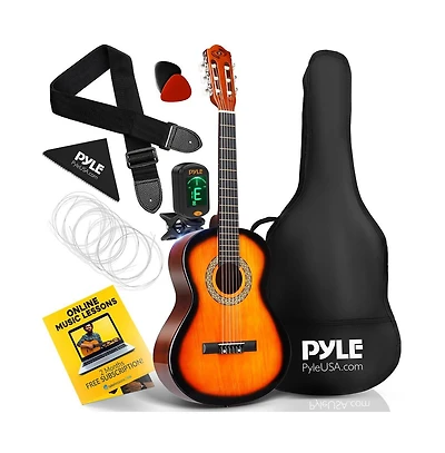 Pyle 36" 3/4 Scale Classic Guitar Kit with Digital Tuner & Accessories - Sunburst, PGACLS82SUN