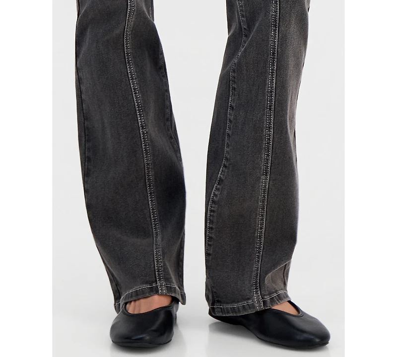 Madden Girl Juniors' Mid Rise Seamed Bootcut Jeans With Keychain