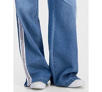 Madden Girl Juniors' Pull-On Side-Stripe Wide Leg Jeans