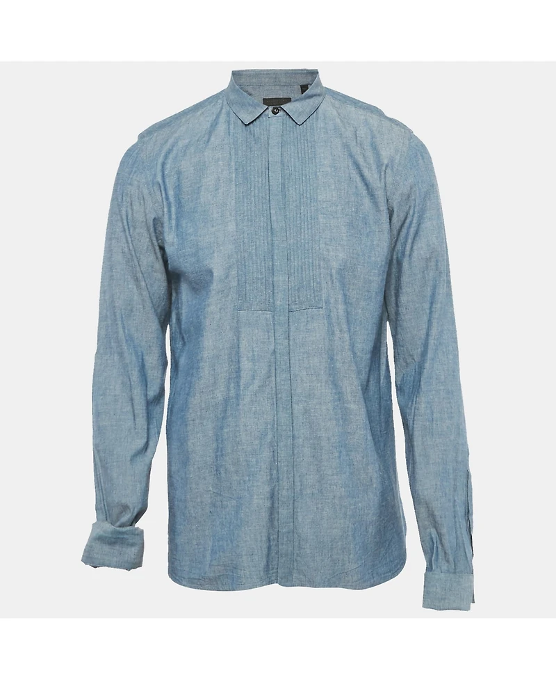 Pre-Owned Burberry Men's Pintucks Chambray Double Cuff Shirt