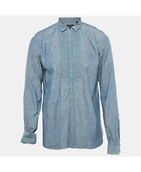 Pre-Owned Burberry Men's Pintucks Chambray Double Cuff Shirt