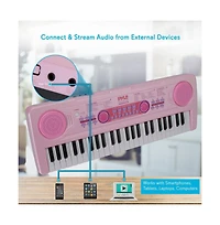 Pyle Portable Kids Karaoke Piano Keyboard with Wired Microphone, Rechargeable Battery - 49 Keys, PKBRD4911PK