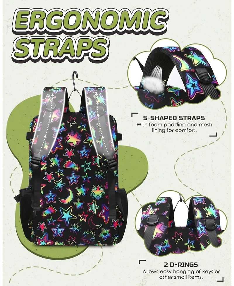 Furlihong Star Pattern Baseball Softball Gear Backpack for Boys and Girls Ages 8-14 - Youth Bat Bag with Ventilated Shoe Compartment for Players