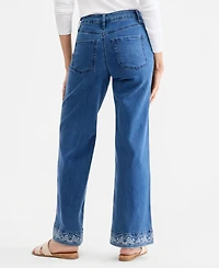 Style & Co Women's Printed High-Rise Five-Pocket Wide-Leg Jeans, Macy's Exclusive