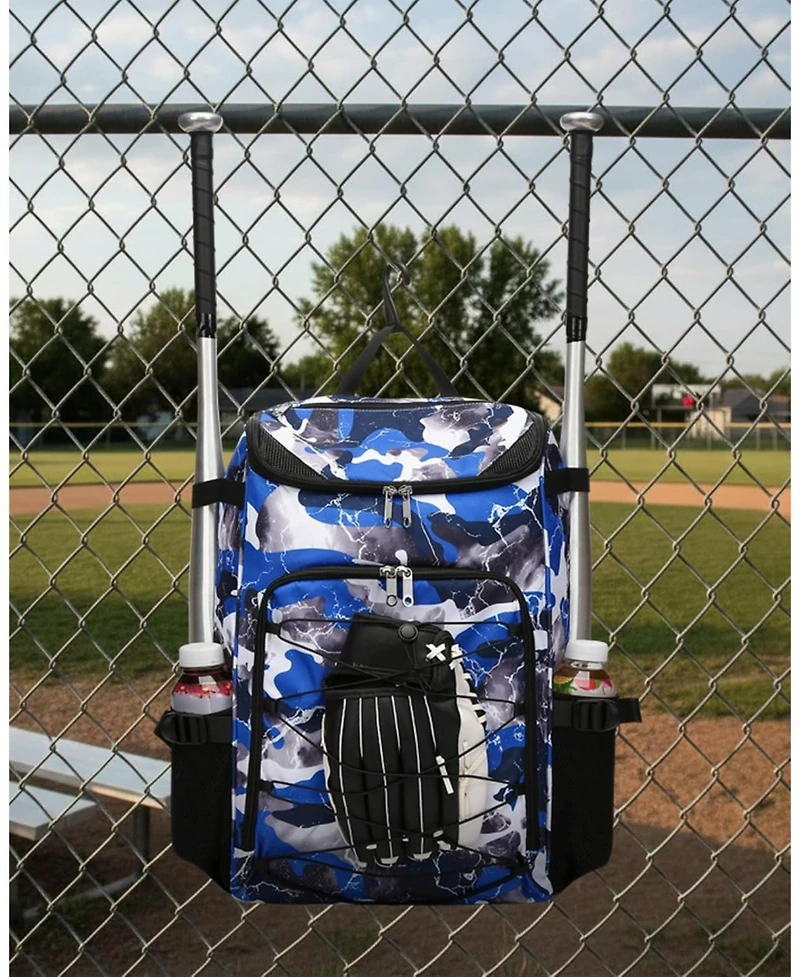 Furlihong Camouflage Pattern Youth Baseball Softball Gear Bag Backpack - for Ages 8-14, Large Bat with Ventilated Shoe Compartment Players