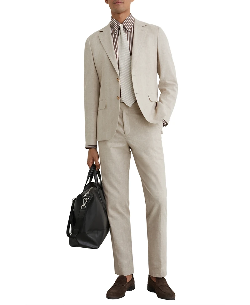 Reiss Men's Cheltenham Tailored-Fit Linen-Cotton Single-Breasted Check Blazer