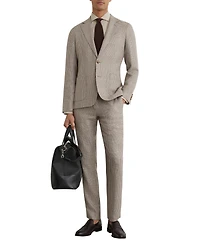 Reiss Men's Epsom Tailored-Fit Linen-Wool Single-Breasted Check Blazer
