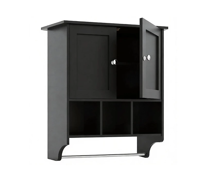Midola Medicine Cabinets, Space Saving Wall Cabinet with 2 Doors and Adjustable Towel Rack Shelves, Storage Saver for Bathroom