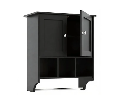 Midola Medicine Cabinets, Space Saving Wall Cabinet with 2 Doors and Adjustable Towel Rack Shelves, Storage Saver for Bathroom