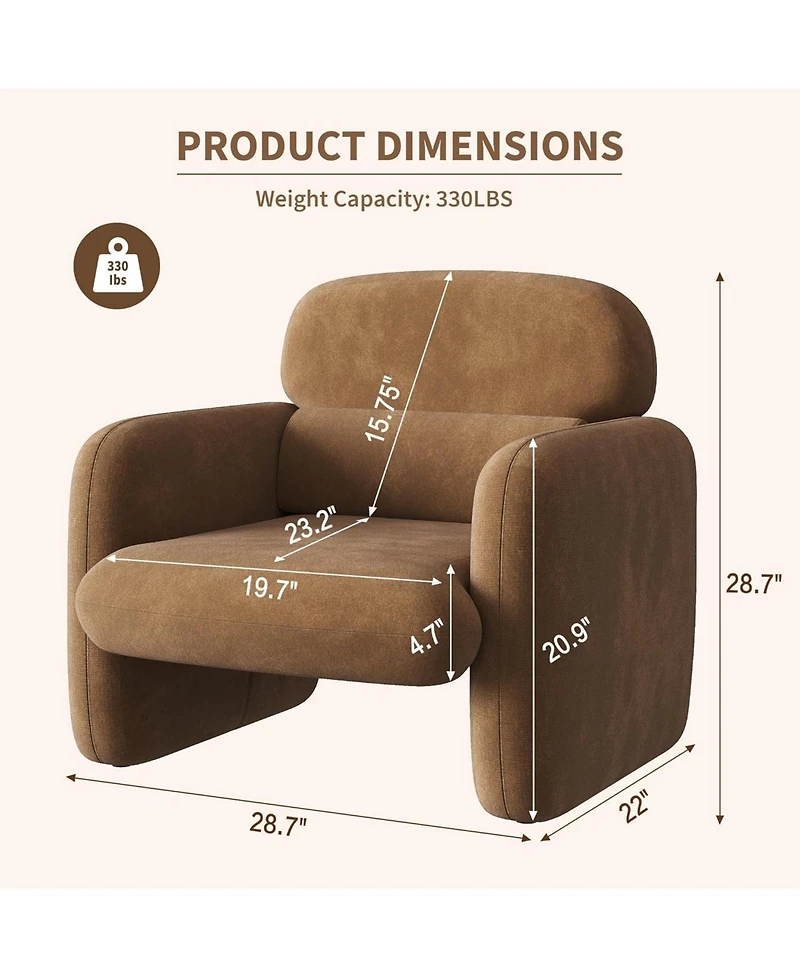 gaomon Modern Accent Chair, Wood Frame Sofa Chair, Comfortable Reading Armchair for Living Room, Bedroom, Apartment, Corner