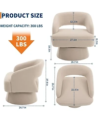gaomon Modern Swivel Barrel Accent Chair,360 Velvet Upholstered Armchair with Striped Backrest and Plush Padding,Comfy Round Lounge Chair