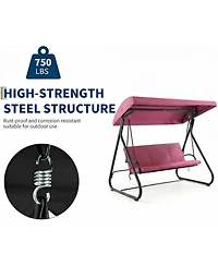 gaomon 3-Seat Outdoor Swing Glider with Canopy, Converts to Bed, 750 lbs Capacity for Patio Backyard Garden