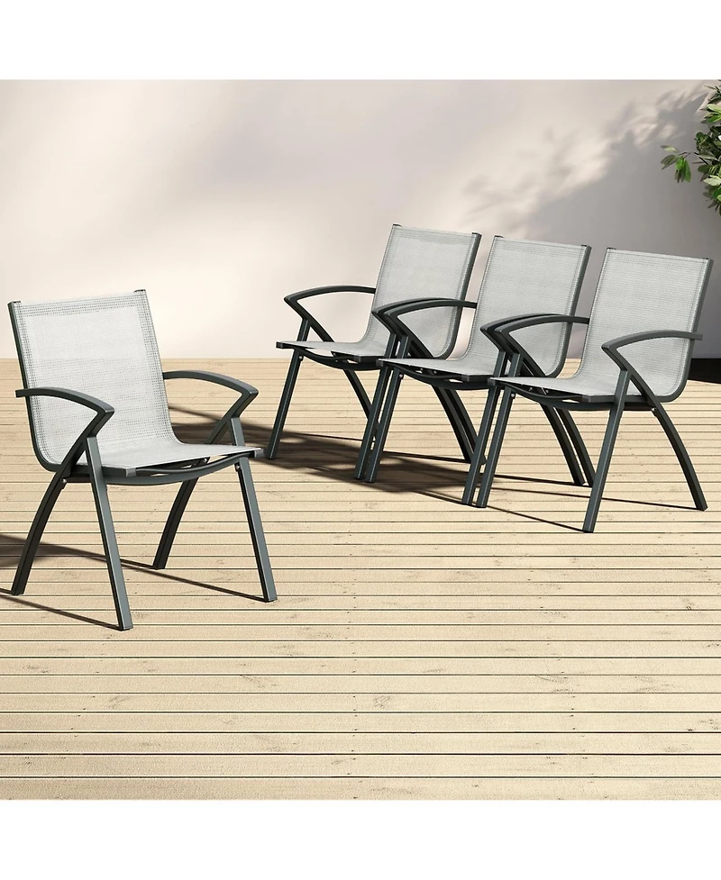 gaomon Modern Aluminum Outdoor Dining Chair- Quick-Dry Textilene- Ergonomic for Patio Poolside Restaurant