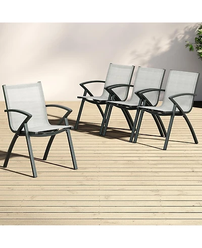 gaomon Modern Aluminum Outdoor Dining Chair- Quick-Dry Textilene- Ergonomic for Patio Poolside Restaurant