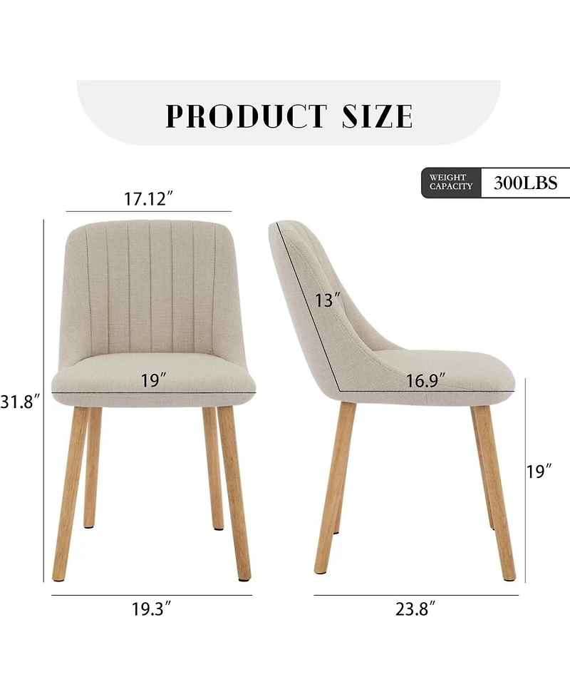 gaomon 4 Dining Chairs,Modern Fabric Upholstered Kitchen Side Chairs,Curved Backrest Dining Chairs with Oak Legs