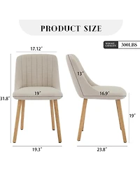 gaomon 4 Dining Chairs,Modern Fabric Upholstered Kitchen Side Chairs,Curved Backrest Dining Chairs with Oak Legs