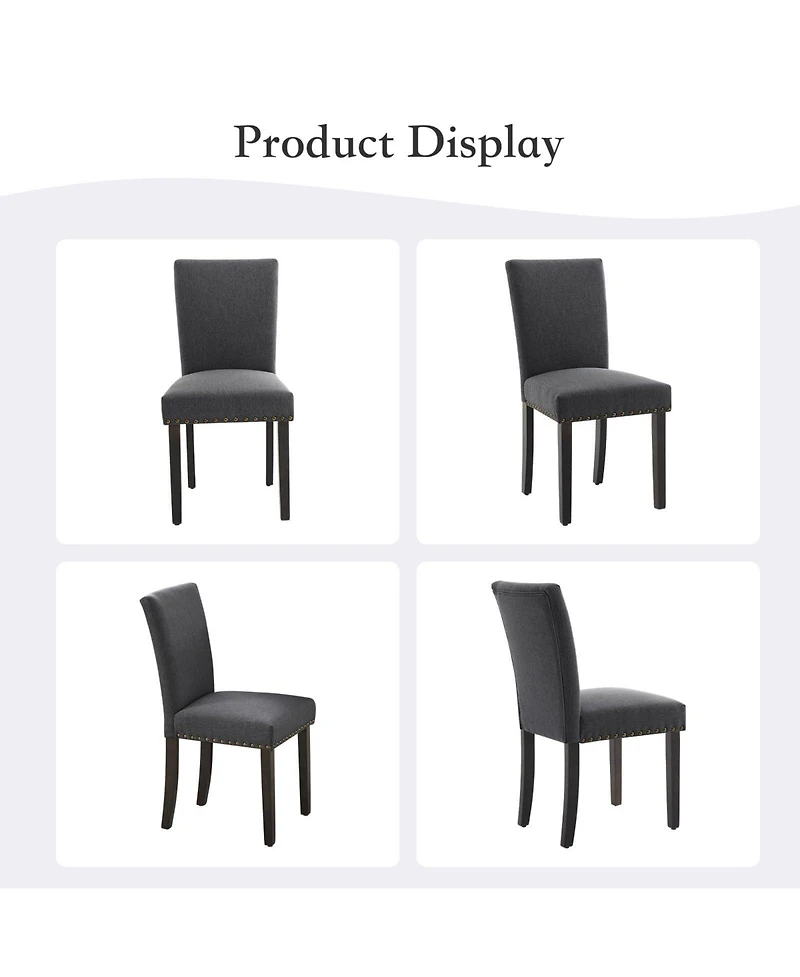 gaomon Upholstered Fabric Parsons Dining Chairs with Nailhead Trim and Solid Wood Legs