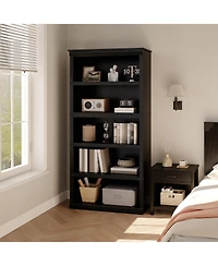Gaomon 5 Tier Bookcase, Farmhouse Book Shelf with Storage, Book Case Wooden 5 Shelf Bookcase for Home Office, Living Room, Bed Room