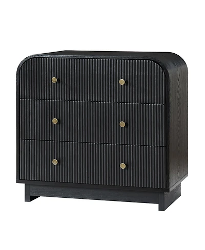 Hulala Home Melisa Modern 3-Drawer Fluted Curved End Table with Charging