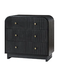 Hulala Home Melisa Modern 3-Drawer Fluted Curved End Table with Charging