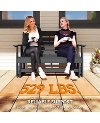 Outsunny Patio Glider Bench, Hdpe Outdoor Glider Loveseat