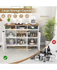Gouun Sideboard Buffet Cabinet with 5-Position Adjustable Shelves, 47 x 16 x 35