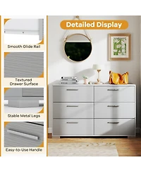 Gouun 6-Drawer Storage Cabinet with Metal Legs and Anti-Toppling Devices, 47 x 18 x 30.5