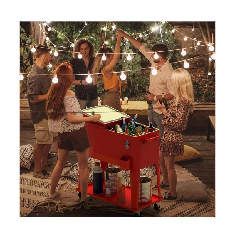 Boyel Living 80 Quart Outdoor Patio Rolling Steel Construction Cooler