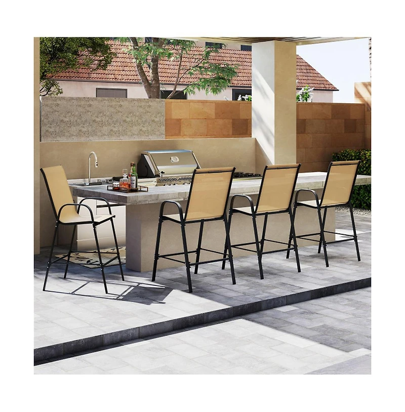 Boyel Living Outdoor Bar Stools Set of 2 29 Inch Fabric Height with Armrests