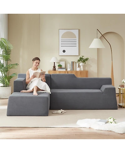 Streamdale Furniture Modern minimalist L-shaped corduroy high back sofa