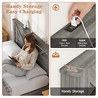 Streamdale Furniture Storage Bed Frame with Headboard, Drawers, Led Light, Metal Support