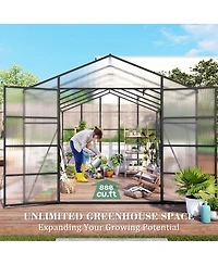 Streamdale Furniture Gain height 10x12 Ft Aluminum All Season Greenhouse with Polycarbonate Panels