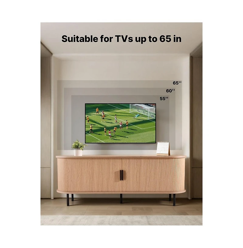 Sugift Tv Stand Boho Entertainment Center for TVs Up to 58 Inch with Rolling Door